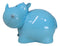 Whimsical Pastel Blue Pachyderm Rhino Money Coin Savings Piggy Bank Figurine