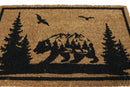 Rustic Western Black Bear Scenic Pine Forest Coir Fiber Floor Mat Doormat 30X18