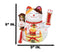 Japanese Lucky Charm White Beckoning Cat Maneki Neko With Waving Arm Figurine 9"