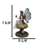 Queen Tribal Fairy Holding Dragon Hatchling By Mushroom Forest Stool Figurine