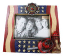 Patriotic Maltese Cross Fireman Helmet Hose Fire Hydrant USA Flag Picture Frame