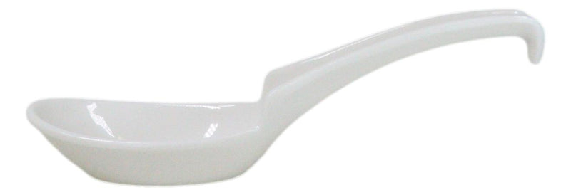 Contemporary White Melamine Asian Soup Spoons With Ladle Hook & Notch Set Of 12