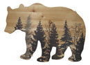 Western Black Bear With Pine Trees Forest Silhouette Wooden Cutout Wall Decor