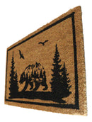 Rustic Western Black Bear Scenic Pine Forest Coir Fiber Floor Mat Doormat 30X18