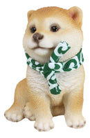 Lifelike Adorable Sitting Japanese Shiba Inu Puppy Dog with Scarf Mini Figurine