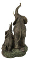 Triumphant Entry Safari Elephants Father And 2 Calves On Forest Floor Figurine