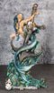 Siren Mermaid Holding Ship Anchor with Skulls On Ocean Waves Home Decor Figurine