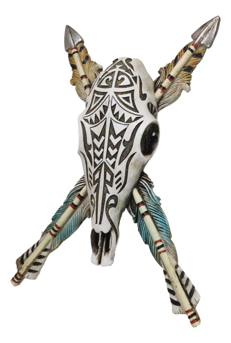 Southwestern Indian Tribal Tooled Tattoo Cow Skull And Crossed Arrows Wall Decor