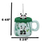 Cute Panda Bear By Bamboo Forest Green Ceramic Mug With Silicone Lid And Straw