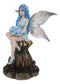 Blue Pansy Flower Fairy With Butterfly Wings Sitting On Mushroom Figurine 7"H