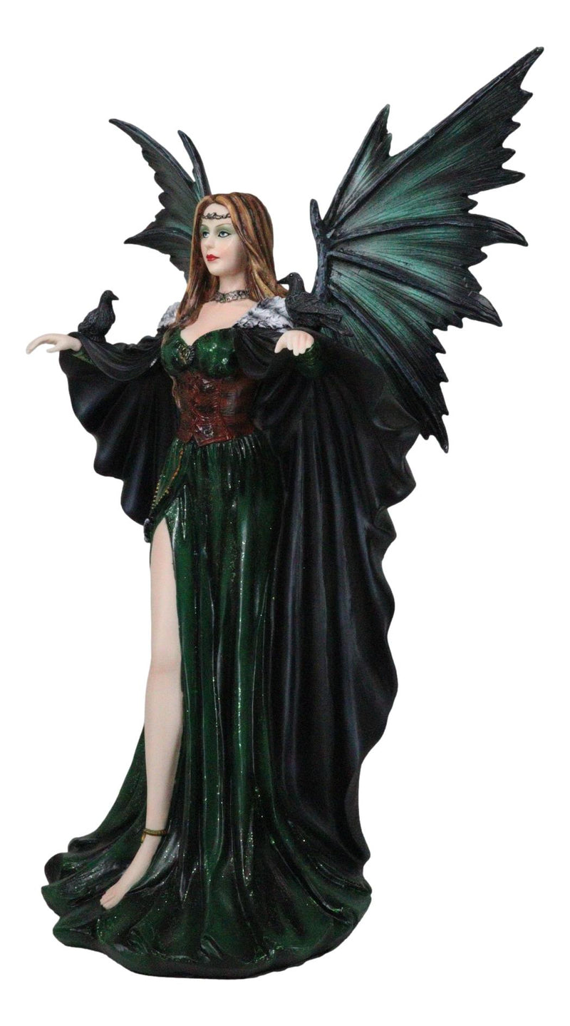 Gothic Enchantress Emerald Fairy In Corset Gown with Ravens Large Figurine