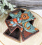 Rustic Western Turquoise Floral Scroll Faux Leather Cross Jewelry Trinket Box