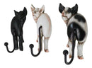 Set of 3 Rustic Western Farm White Black Spotted Pigs Hind Butt Coat Wall Hooks