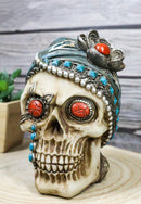 Lady Madame Boudoir Gothic Camo Turquoise Jewelry Skull W/ Red Eyes Figurine