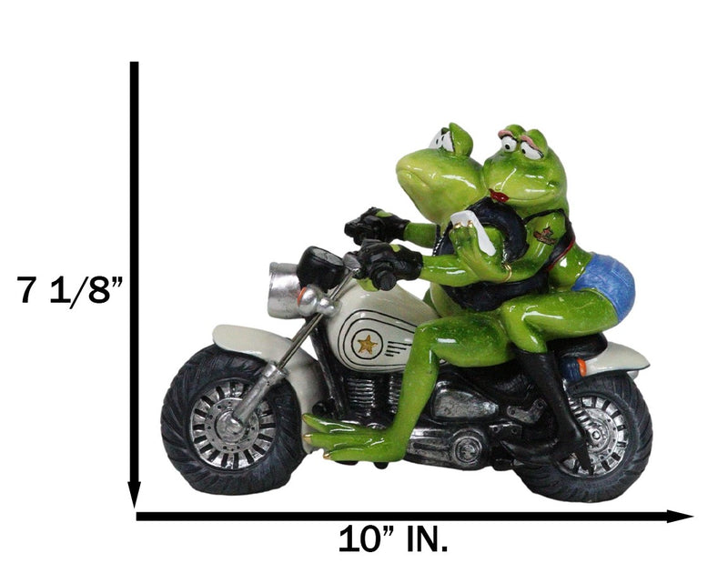 All American Biker Frogs Couple Taking Selfie On Chopper Motorcycle Figurine