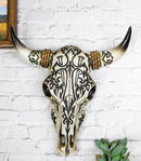 Rustic Maori Tribal Tattoo Spiked Nails Cross Braided Ropes Cow Skull Wall Decor