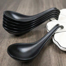 Contemporary Black Melamine Asian Soup Spoons With Ladle Hook Pack Of 6 Set