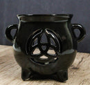 Wicca Witchcraft Triquetra Black Cauldron Essential Oil Warmer Candle Holder