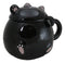 Whimsical Black Chubby Feline Kitty Cat Cup Mug With Lid And Stirring Spoon