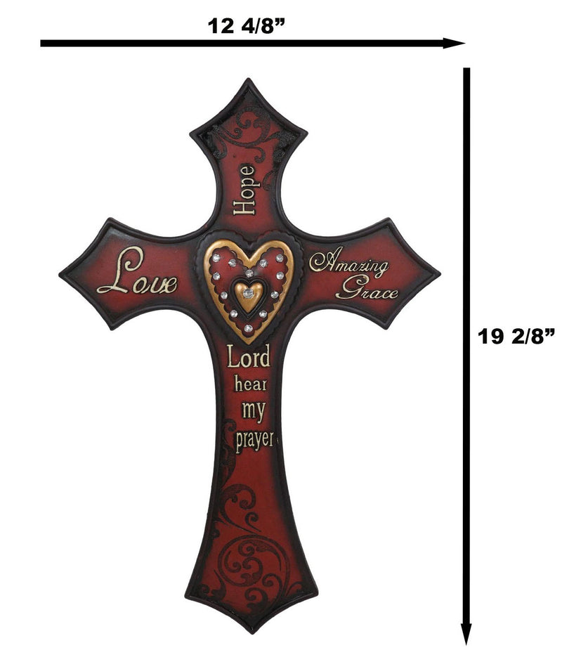 Rustic Western Love Hope Amazing Grace Lord Hear My Prayer Wall Cross Decor