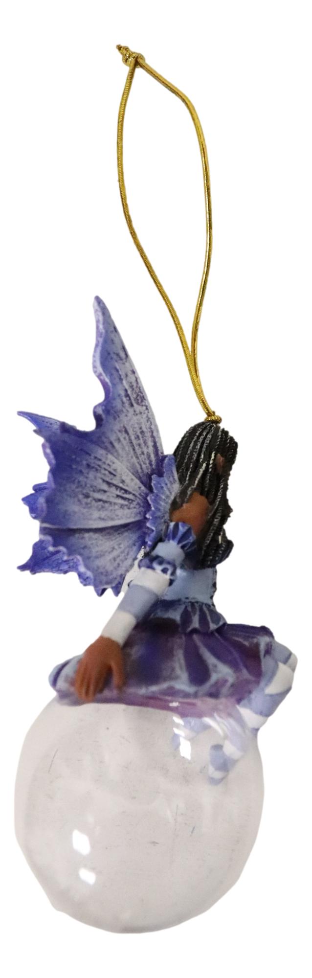 Blue Violet Bubble Rider Fairy Ornament Amy Brown Holiday Collection Accent