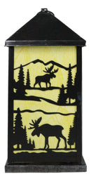 Rustic Deer Moose Scenic Forest Mountains Electric Metal Wall Or Floor Lantern