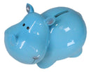 Whimsical Pastel Blue Pachyderm Rhino Money Coin Savings Piggy Bank Figurine