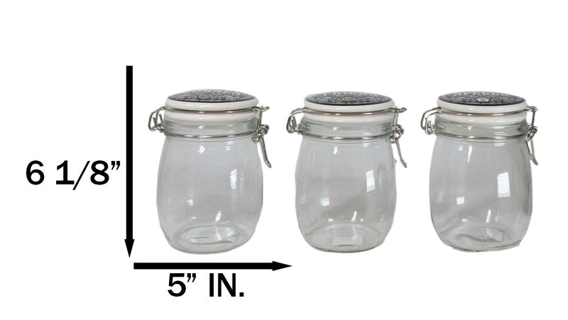 Kitchen Witch Alchemy Apothecary Curses Spells Tricks 6" H Glass Jars 3 Pc Set