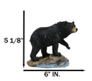 Rustic Wildlife Forest Black Bear Fishing By Rocky River Bank Figurine Decor