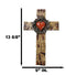 Rustic Western Faux Wooden Sacred Heart with Crown of Thorns Decor Wall Cross