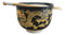 Black And Yellow Dragon King Ceramic Donburi Ramen Bowl With Chopsticks Set