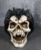 Gothic Nocturnal Vampire Bat Perching On Dracula Fanged Skull Figurine