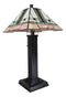 Frank Lloyd Wright Mission Style Pyramid Translucent Glass Side Table Lamp Decor