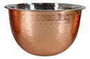 Set Of 3 Round Hammered Stainless Steel Serving Or Mixing Bowls Copper Finish