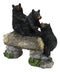 Forest Teamwork Black Bears And Cub Family Crossing Tree Log Bridge Figurine