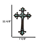 Rustic Southwestern Fleur De Lis French Lily Turquoise Gems Christian Wall Cross