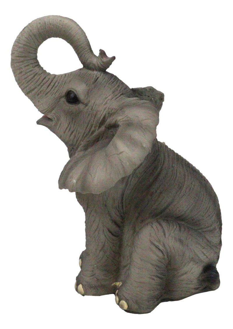 Safari Savanna Grasslands Wildlife African Bush Elephant Lifting Trunk Figurine