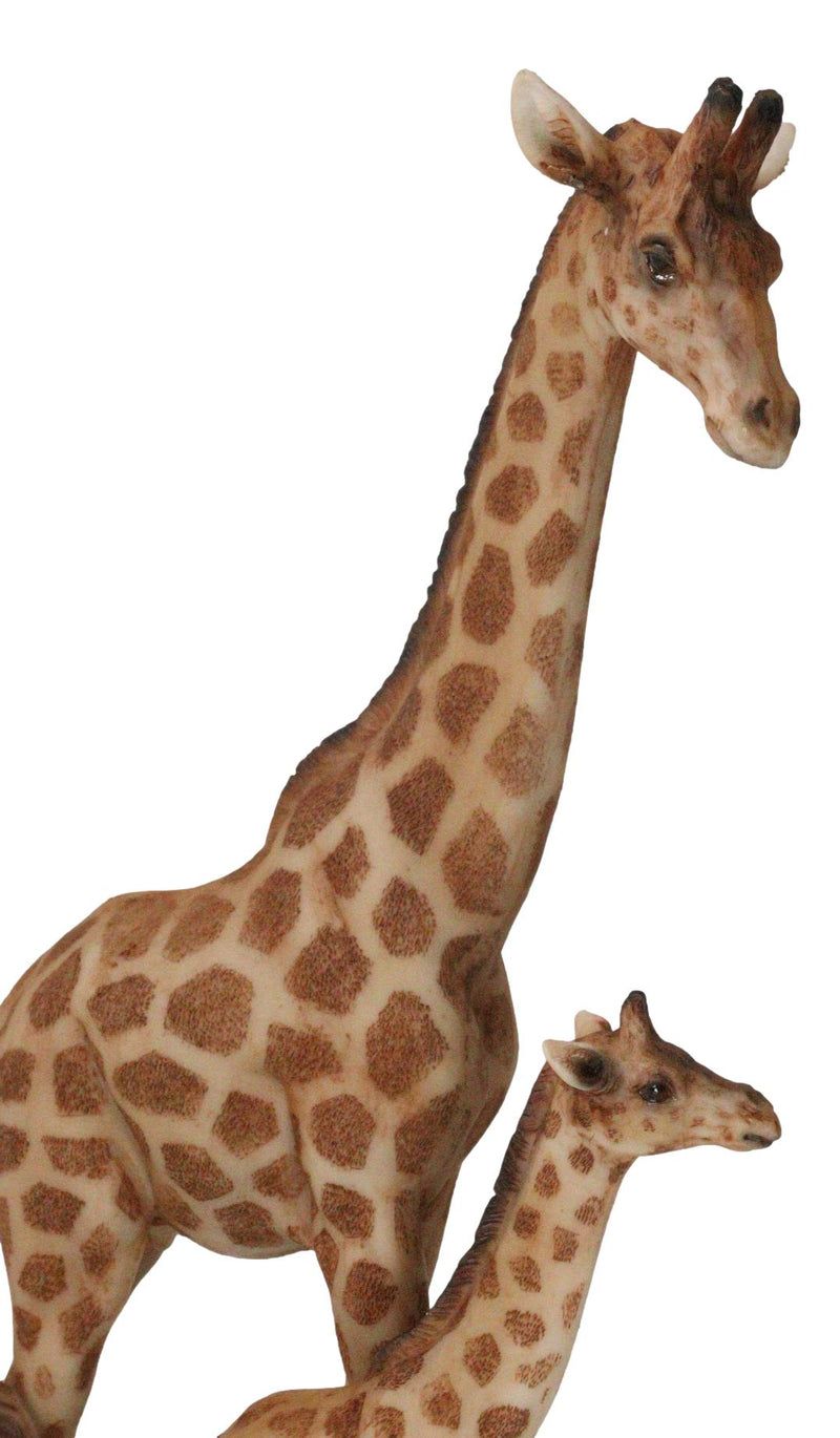 Safari Savannah Masai Giraffe Mother and Calf Strolling On Grasslands Figurine