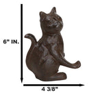 Cast Iron Feline Kitten Cat Business Card Holder Desktop Organizer Figurine