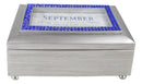 September Sapphire Patience And Love Birthstones Silver Tone Musical Trinket Box