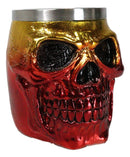 Metallic Gold And Red Alien UFO Jointed Skull Grinning Coffee Mug Macabre Decor