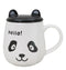 Hello Panda Bear Ceramic Coffee Mug Cup With Spoon And Perky Ears Lid 14oz