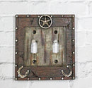 Set Of 2 Rustic Western Star Lucky Horseshoes Double Toggle Switch Plate Covers