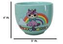 Furrybones Teal Blue Uni Rainbow Unicorn Porcelain Bowl With Chopsticks Set