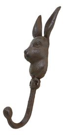 Pack Of 2 Cast Iron Farmhouse Rustic Whimsical Bunny Rabbit Wall Coat Hooks