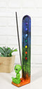 Green Roswell Alien UFO With 7 Chakra Zone Colors Incense Stick Burner Figurine