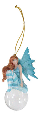 Blue Delphine Bubble Rider Fairy Hanging Ornament Amy Brown Holiday Collection