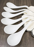 Contemporary White Melamine Asian Soup Spoons With Ladle Hook Pack Of 6 Set