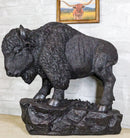 Large Southwestern Native American Bison Buffalo On Rock Rustic Statue 20" L