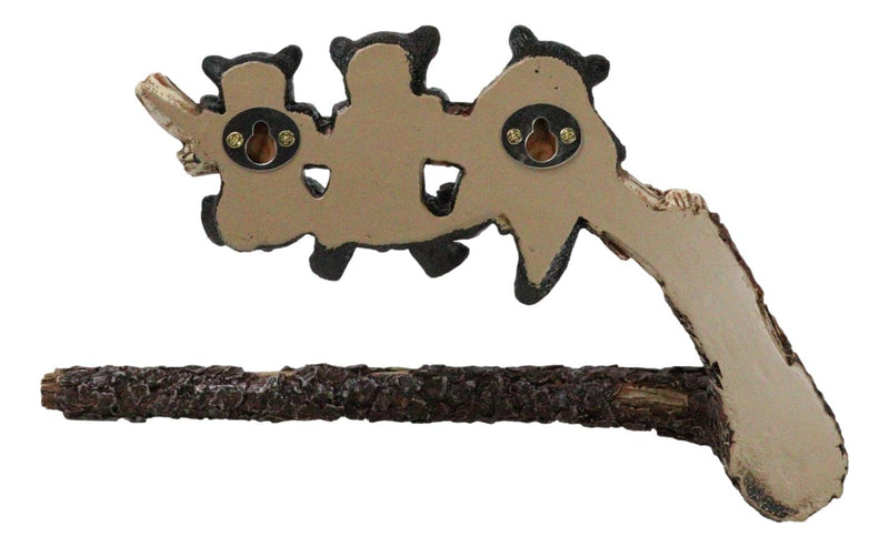 Rustic Western Black Bear Cubs Hanging On Tree Branch Hand Towel Holder Bar